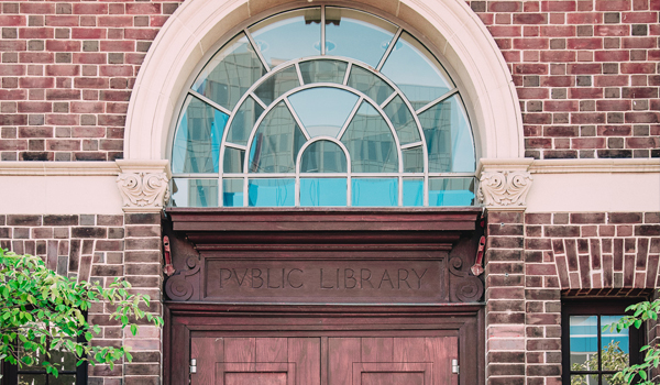 old public library door at the maclaren art centre