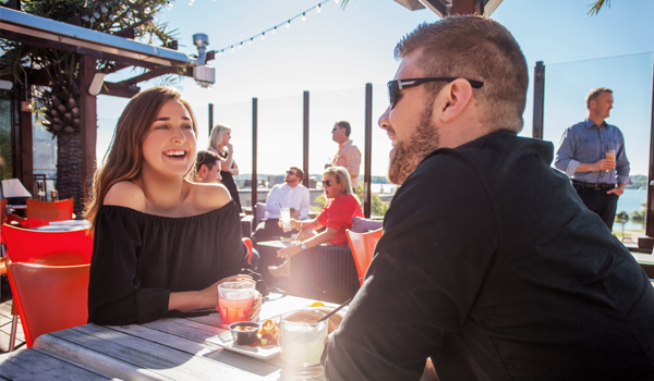 Couple on the Rooftop Patio at Hooligan's