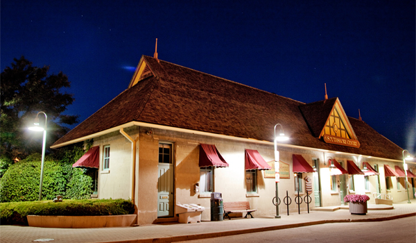 night shot of the historic southshore centre