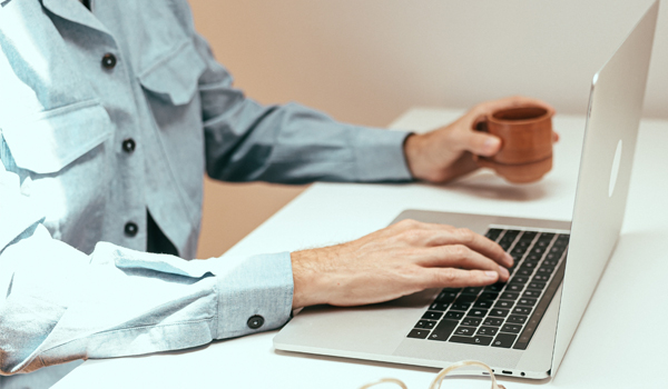person using laptop
