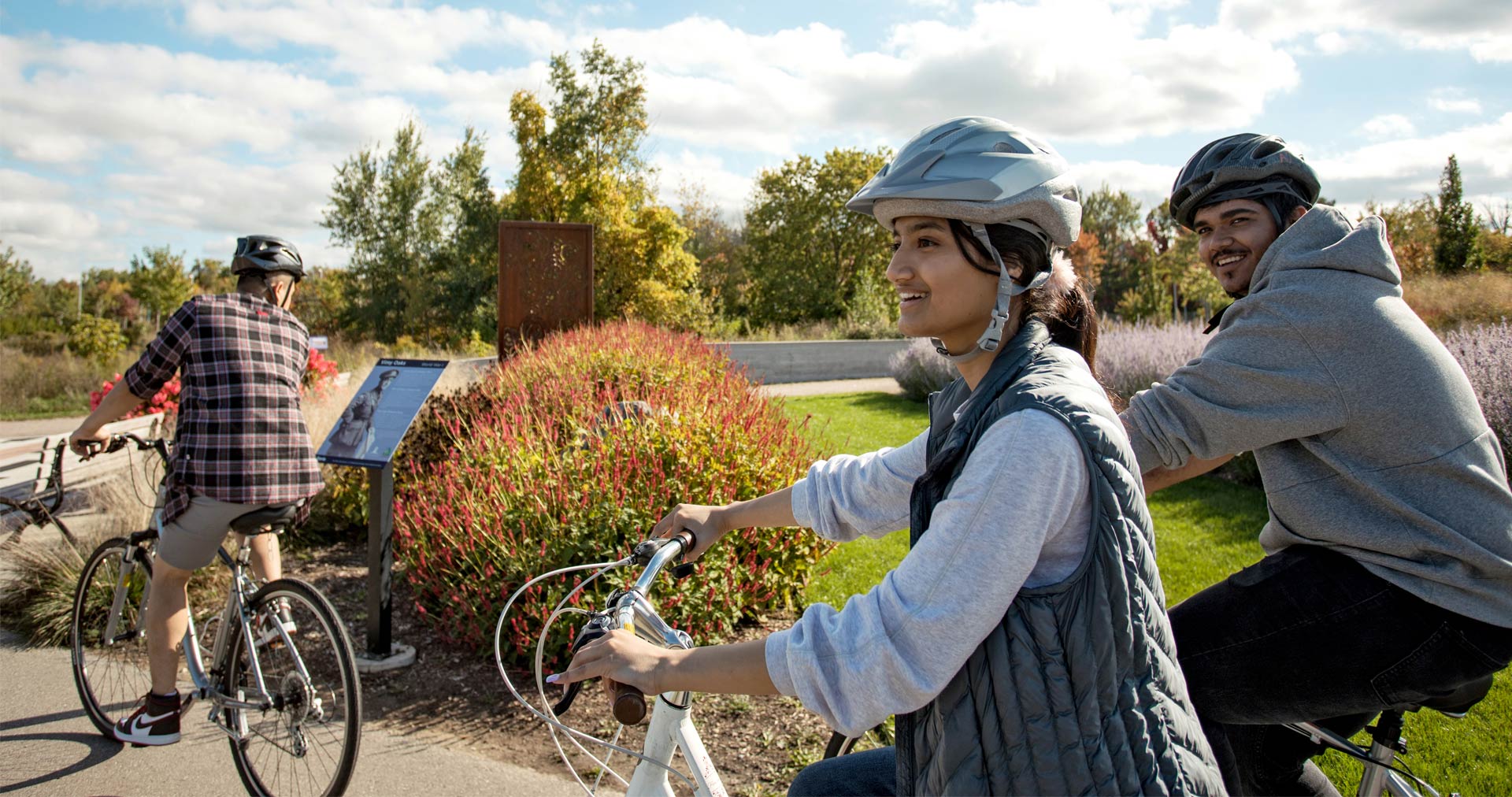 A couple cycling