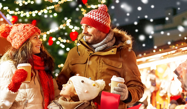family at outdoor holiday event