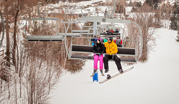 couple on ski lift