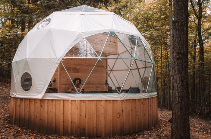 Glen Oro luxury camping dome accommodation in the forest