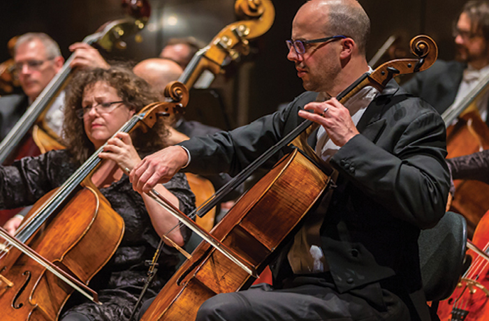 huronia symphony - man and women playing cello