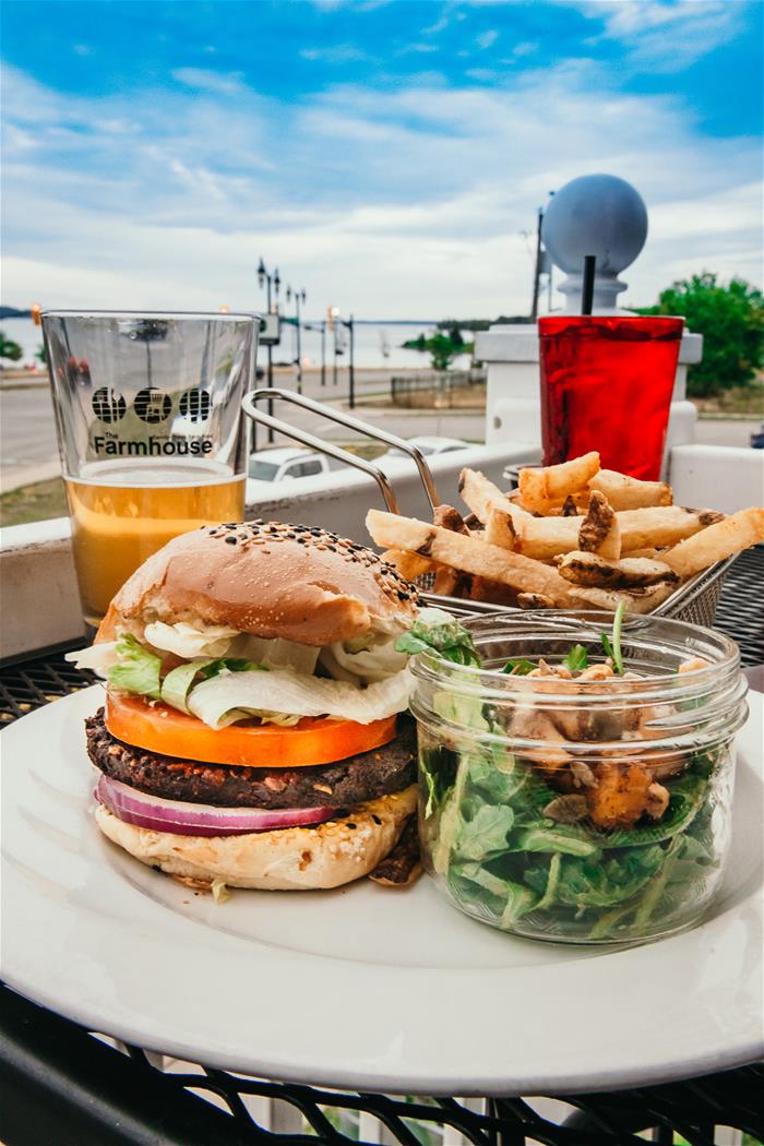 burger and fries meal farmhouse