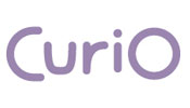 Curio Exploration Hub Curio logo with purple text and white background