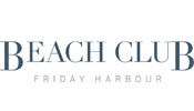 The Beach Club logo at Friday Harbour with white background and blue text