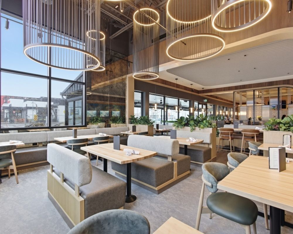 Moxies interior with tables and dining area