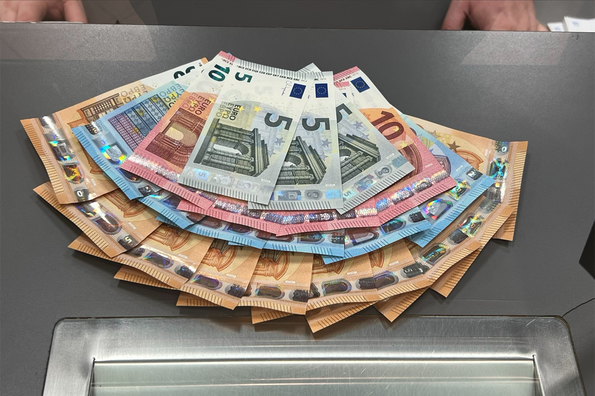 Various currencies on counter