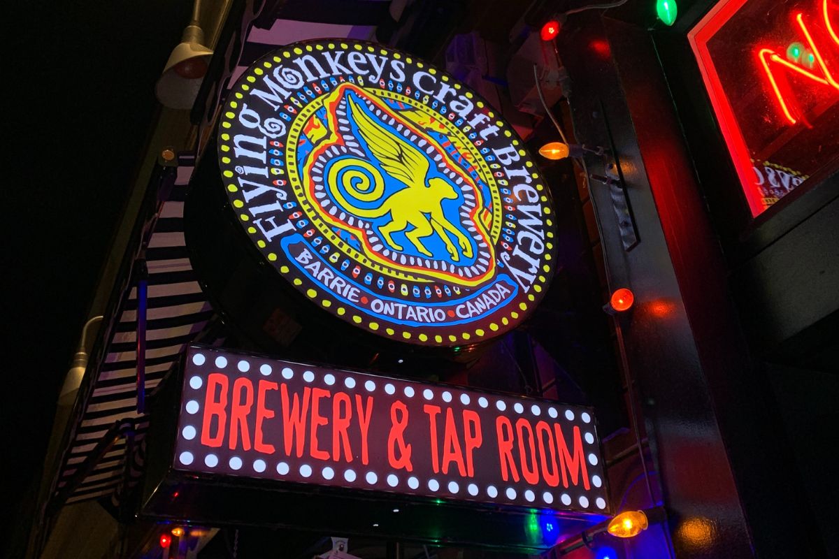 Flying Monkey Craft Brewery outdoor sign