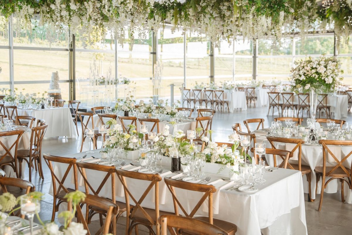Wedding reception tables arranged at Heritage Estate