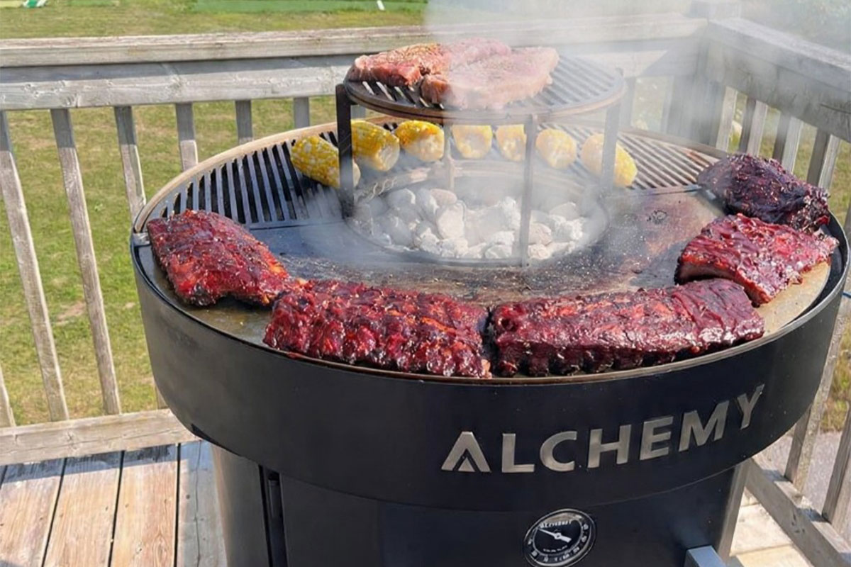 BBQ foods on grill available to order through KAJO Catering