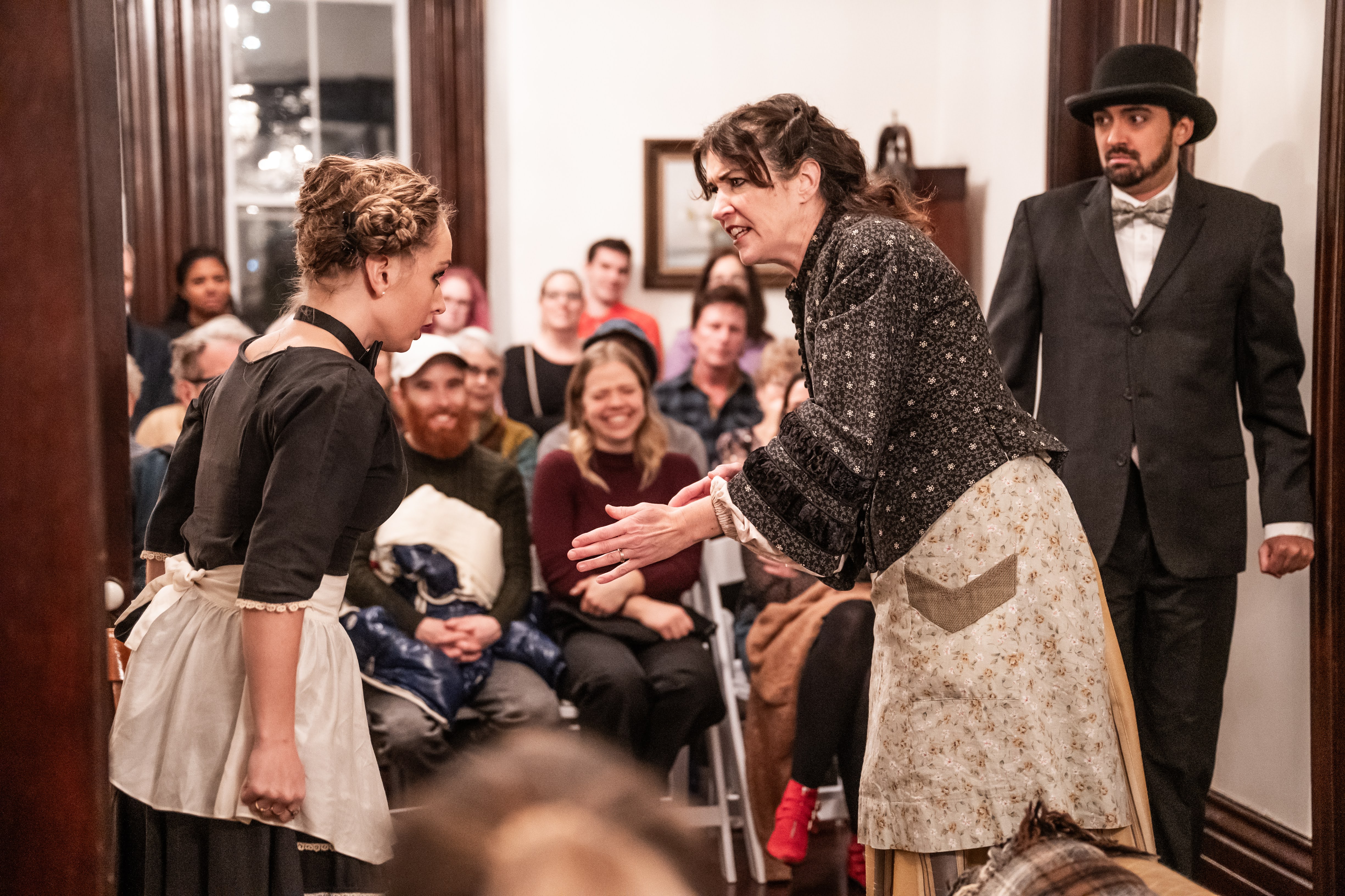 Talk Is Free Theatre Production Mariya Khomutova, Laura Condlln and Noah Beemer in _Madame Minister_ by Dahlia Katz
