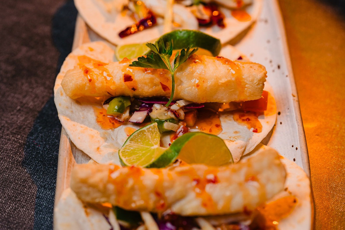 Fish tacos prepared at One Eyed Jack Restaurant
