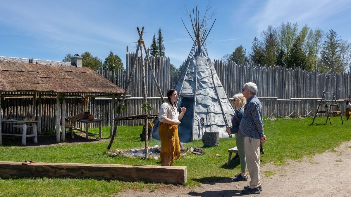 Sainte Marie among the Hurons visitors learning about indigienous history