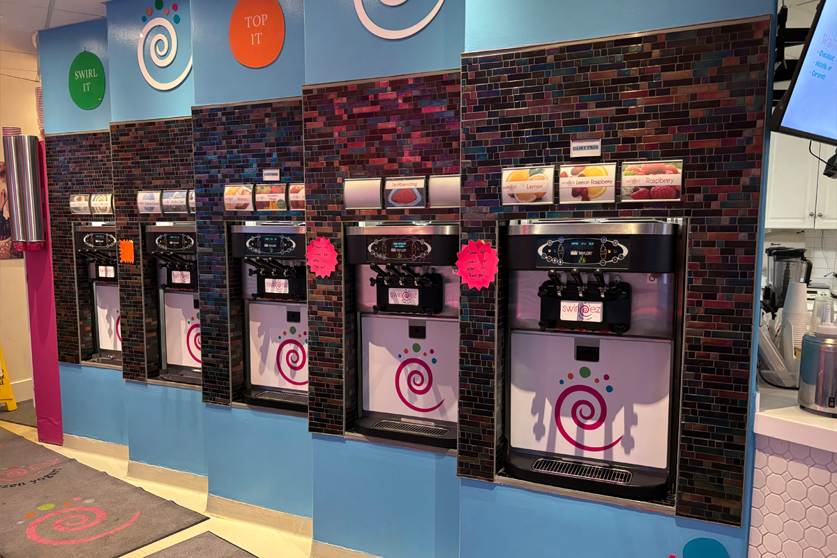 Frozen yogurt machines at Swirleez