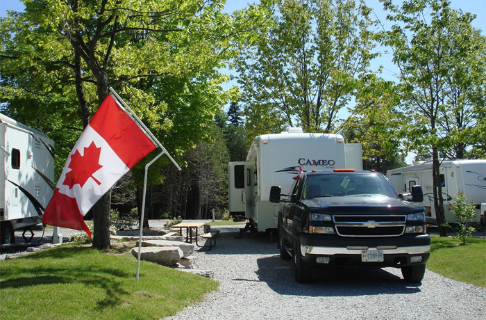 Truck and camper at KOA campground